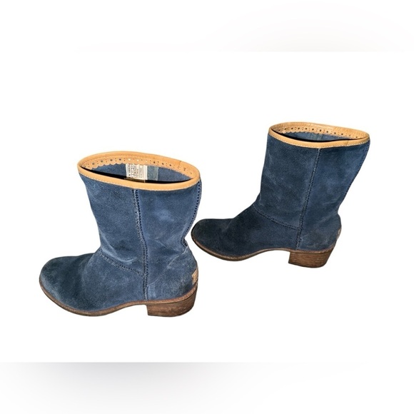 Womens UGG Blue Suede Pull On Short Low Heel Ankle Boots - Picture 4 of 7